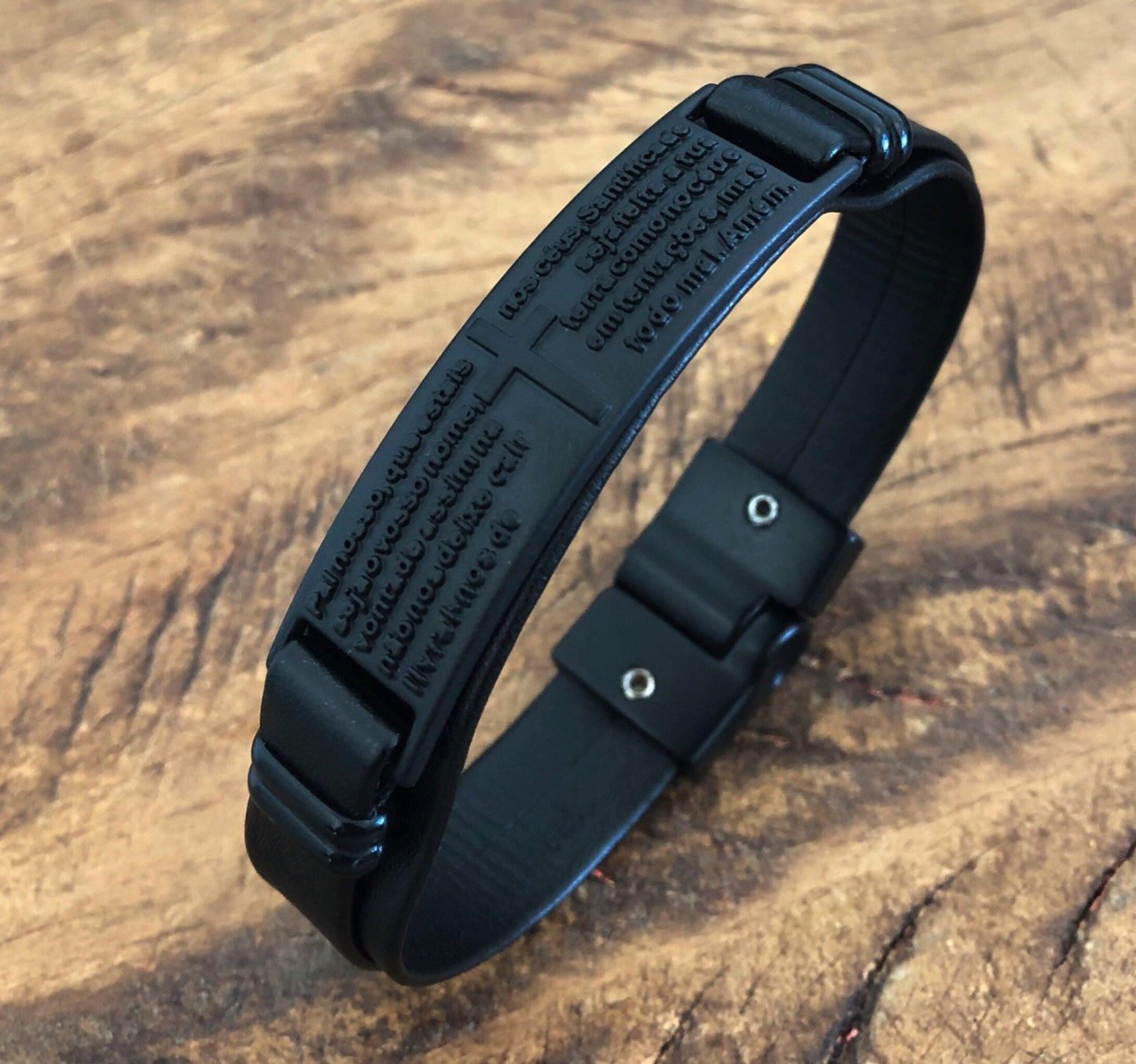 Pulseira de Couro Pai Nosso Black Universo Maschio Cod. 06871 - Universo Maschio