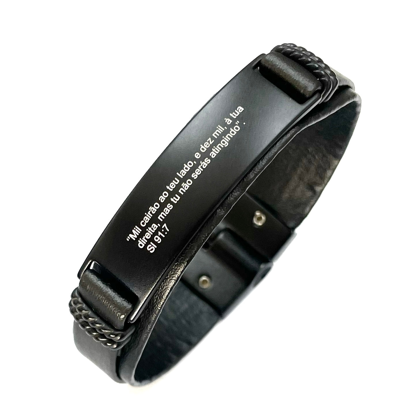 Pulseira Masculina Salmo 91 - Universo Maschio