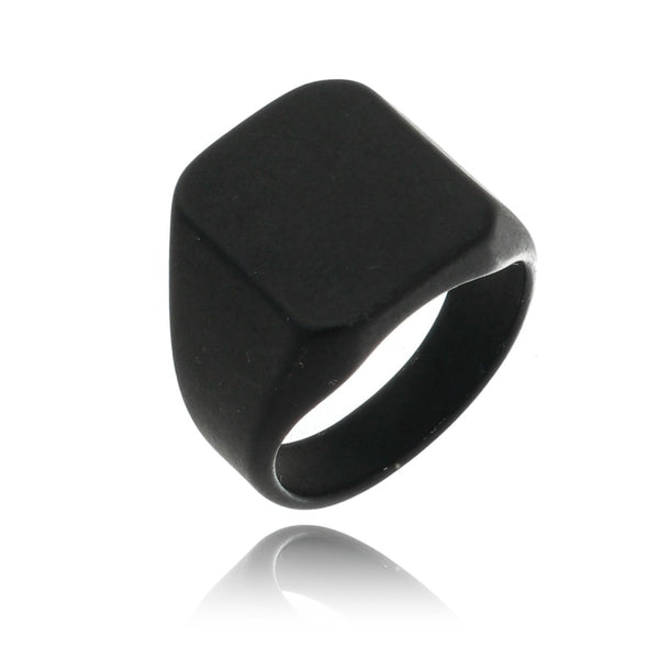 Anel de Aço Masculino Retangular Preto - Universo Maschio