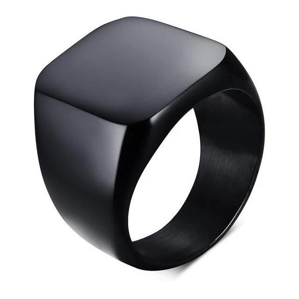 Anel de Aço Retangular Preto - Universo Maschio