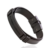 Pulseira de Couro Fé Força Coragem Universo Maschio Cod. 06566 - Universo Maschio