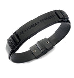 Pulseira de Couro Fé Força Coragem Universo Maschio Cod. 06566 - Universo Maschio