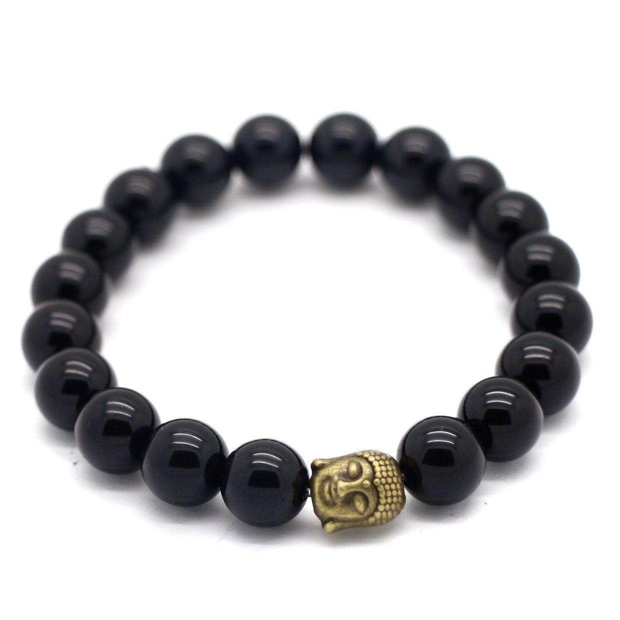 Pulseira Pedra Negra Buda Cod. 01868 - Universo Maschio